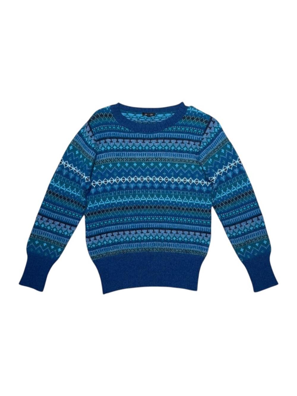 Novica Sweater Womenβs Size Small Blue Green Fair Isle Alpaca Knit Winter Cozyβ